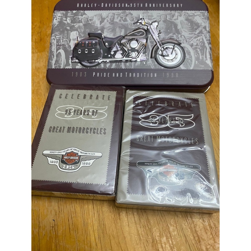 Harley-Davidson 95th Anniversary Playing Cards Limited‎ Edition Tin 1998 Sealed